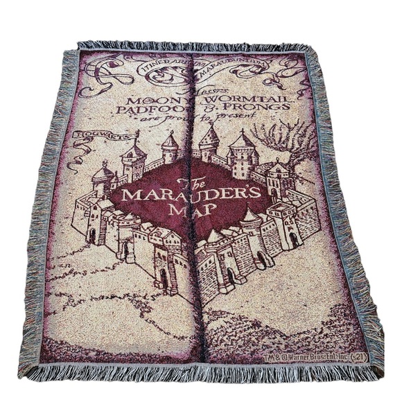Northwest Woven Tapestry Throw Blanket 48 x 60 Inch Marauder's Map Harry Potter - Picture 1 of 4